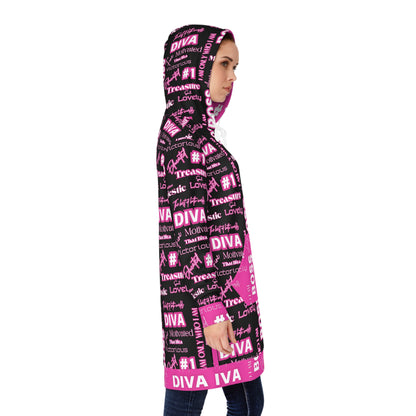 Hoodie Dress Diva Positive Affirmations Hot Pink and Black Statement Women's