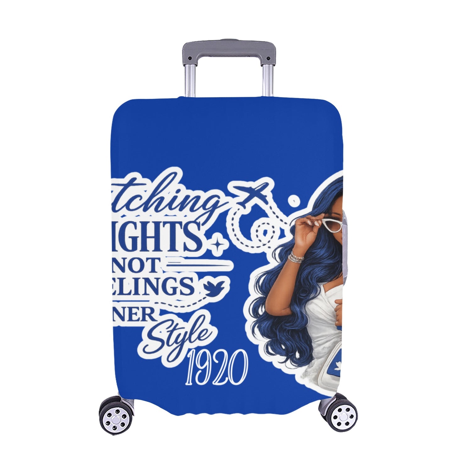 1920 Statement Soror Luggage Cover – “Catching Flights Not Feelings” Edition