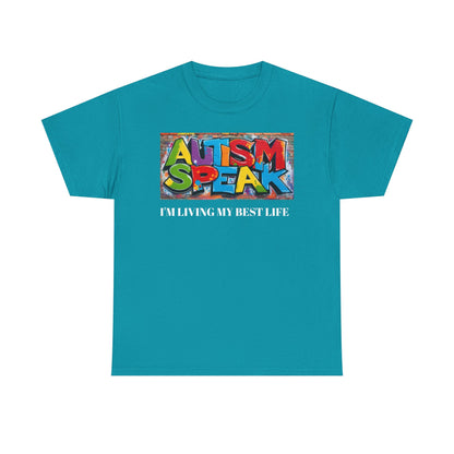 Graffiti Style Tee Shirt with 'AUTISM SPEAK' Design