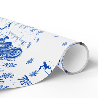 Wrapping Paper, Joy Since 1920 Zeta Inspired Christmas Gift Wrap, Royal Blue and White, Have a Merry Finer Christmas, Holiday