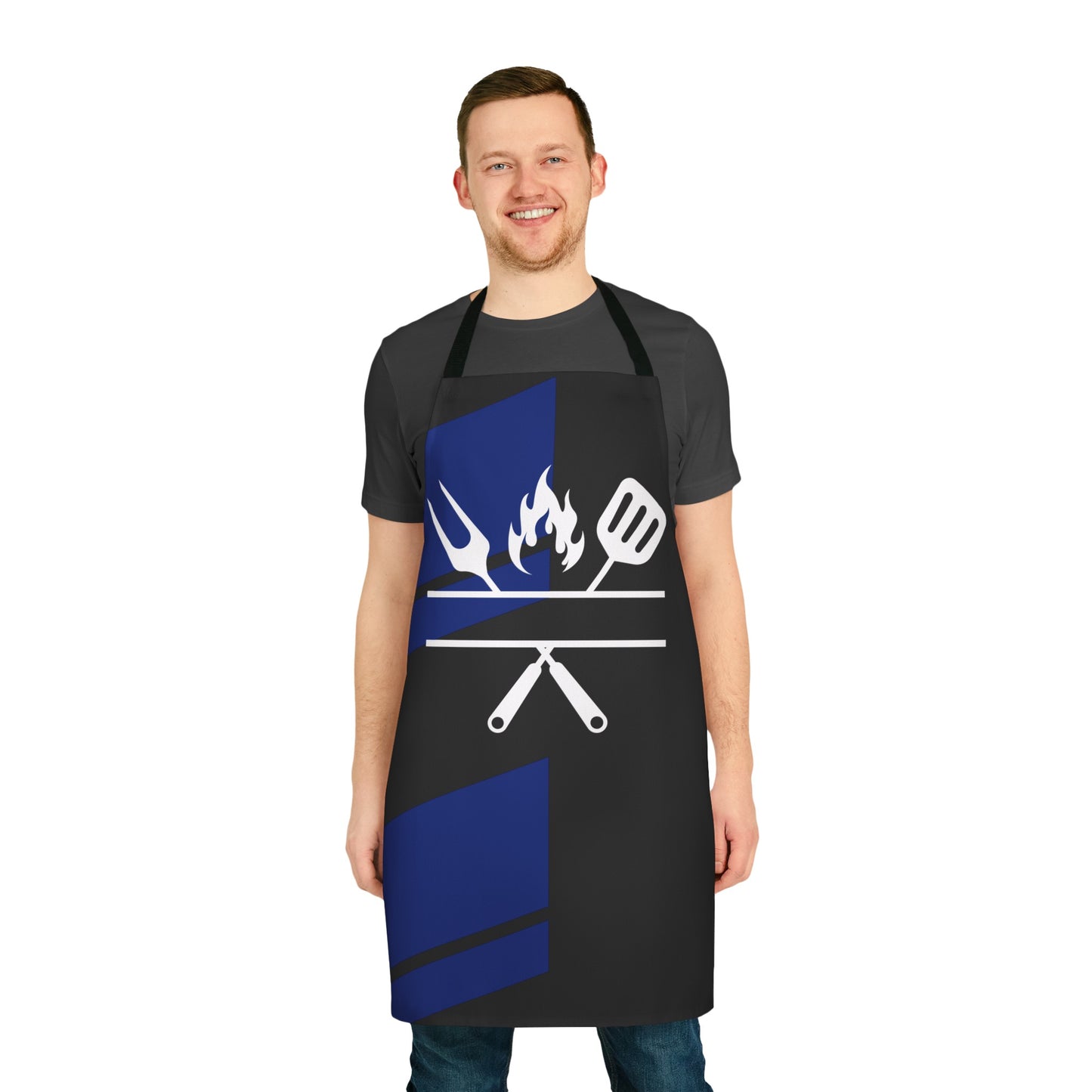 The Personalization Black/Blue Grill Apron, Color Strap