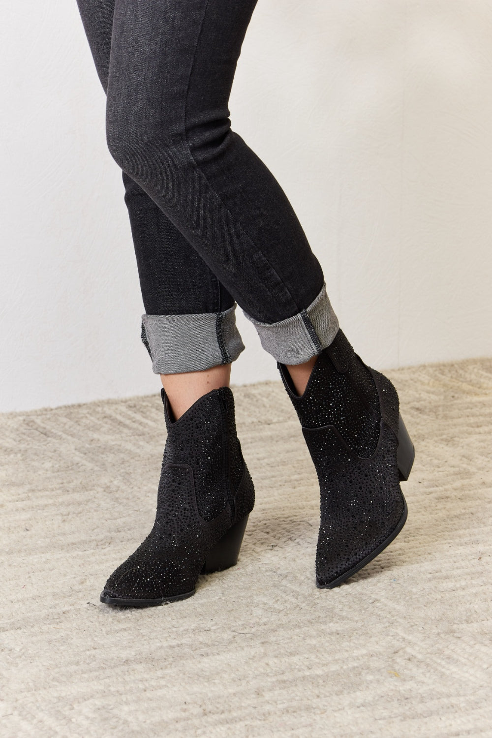 East Lion Corp Rhinestone Ankle Cowboy Boots-VMA Specialties Boutique