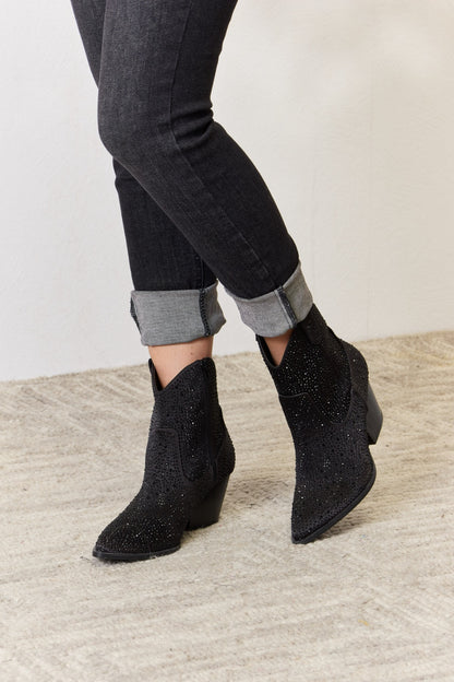 East Lion Corp Rhinestone Ankle Cowboy Boots-VMA Specialties Boutique