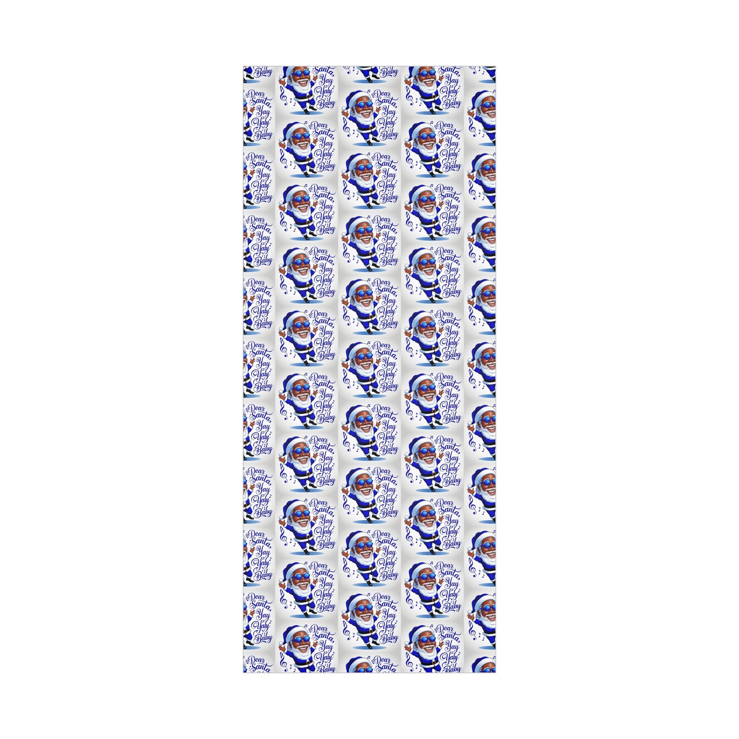 Gift Wrap Papers - Dear Santa African American Santa Yay baby Royal blue and white
