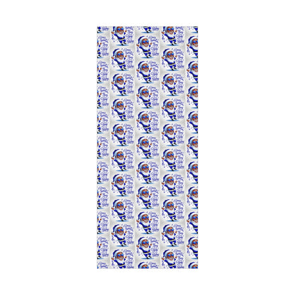Gift Wrap Papers - Dear Santa African American Santa Yay baby Royal blue and white