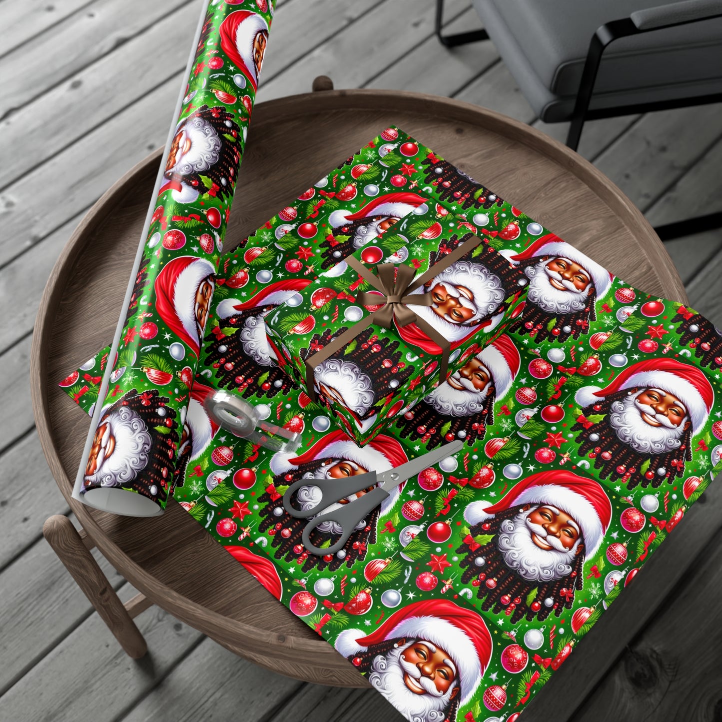 Christmas Cheer African American Wrapping Papers, Holiday Ornaments, Rosy Cheeks, Nose, Xmas Spirit Decor, Party