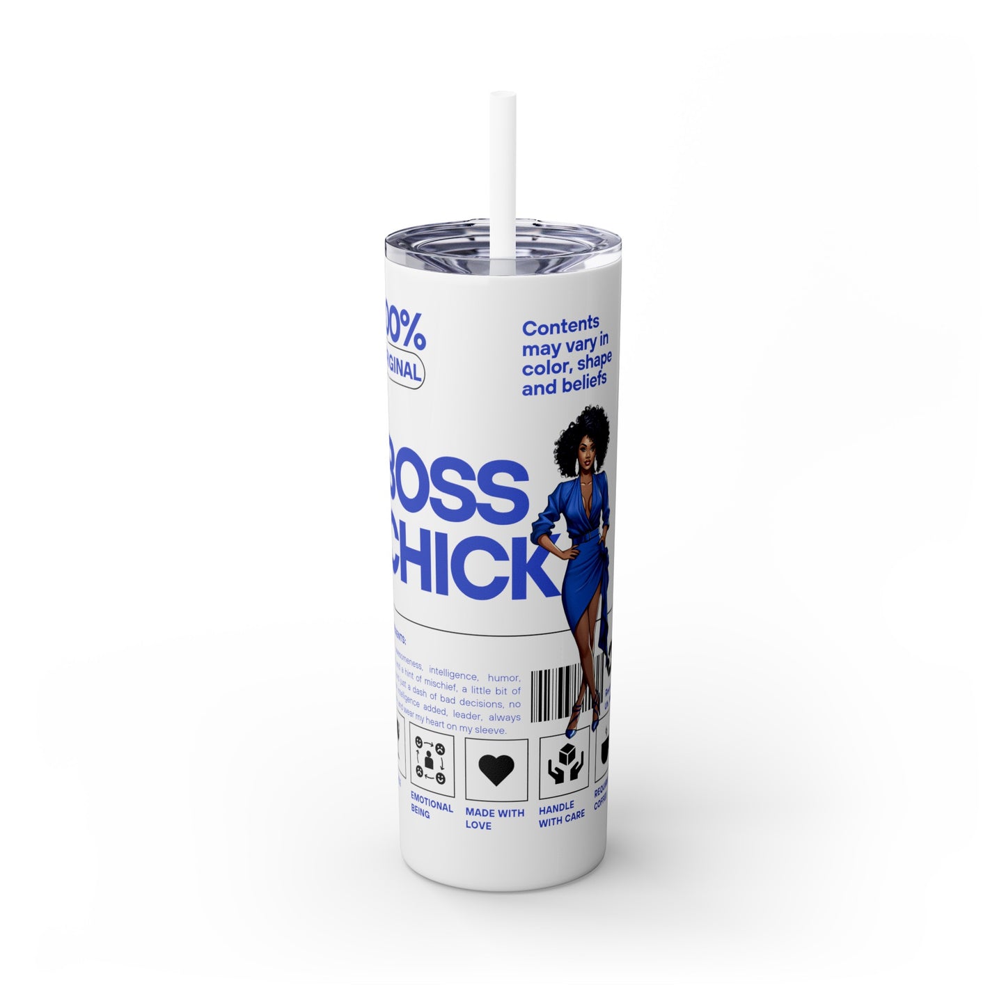 Boss Chick Skinny Tumbler with Straw, 20oz