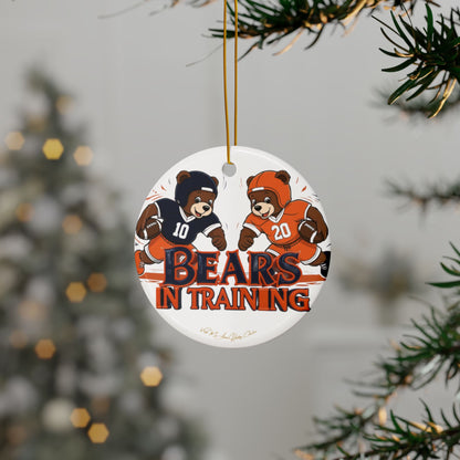 CB Ceramic Ornaments, Bears in Training Football Ornaments, Bears Inspired, Sports Christmas Decor, Holiday Tree