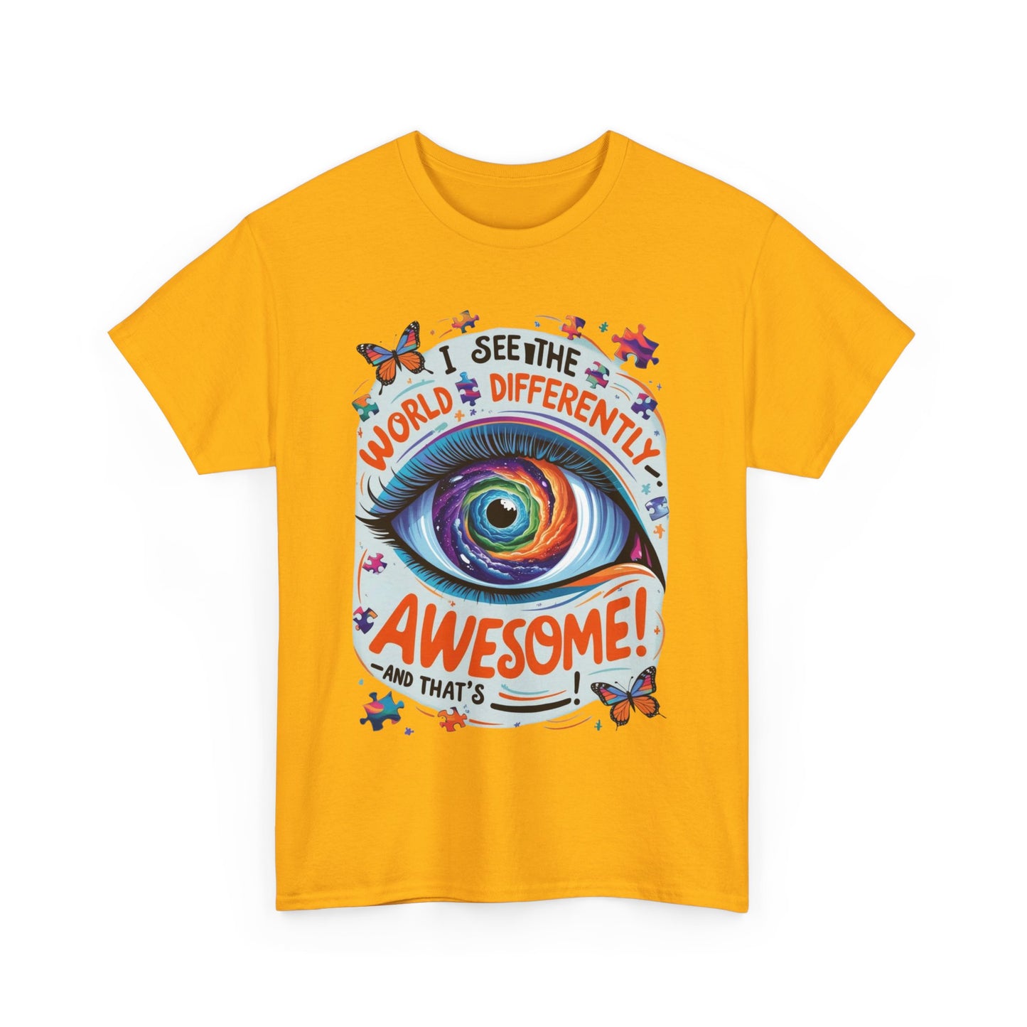 Autistic Mind Unisex Tee, Neurodiversity Shirt, Eye Galaxy T-Shirt, Puzzle Pieces, Unique Perspectives Tee, Autism Awareness