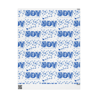 Wrapping Paper, Joy Since 1920 Zeta Inspired Christmas Gift Wrap, Royal Blue and White, Have a Merry Finer Christmas, Holiday