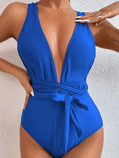 Tied Crisscross Wide Strap One-Piece Swimwear-VMA Specialties Boutique