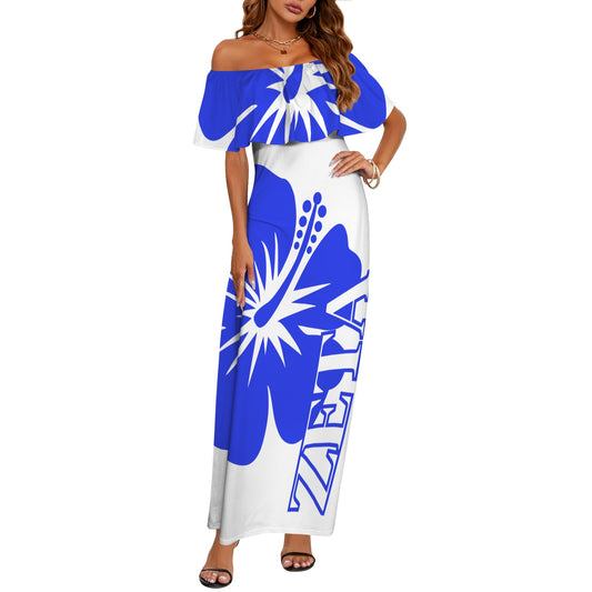 Zeta Women's Off Shoulder Ruffle Boat Neck Dress (Model D71)