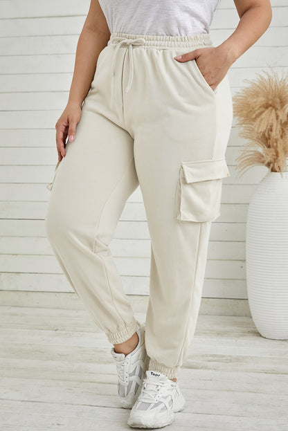 Plus Size Elastic Waist Joggers with Pockets-VMA Specialties Boutique