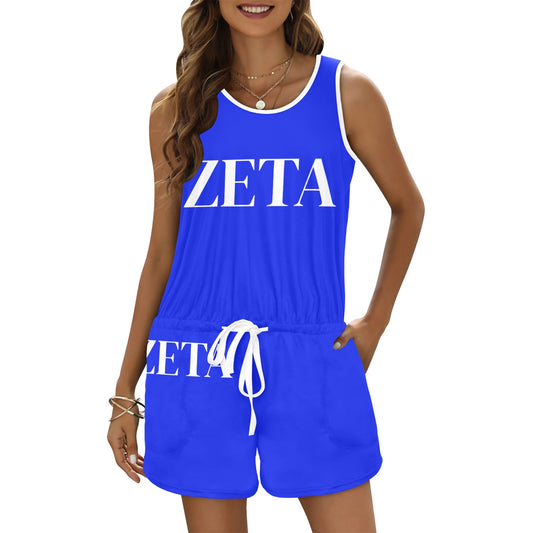 Zeta All Over Print Vest Short Jumpsuit