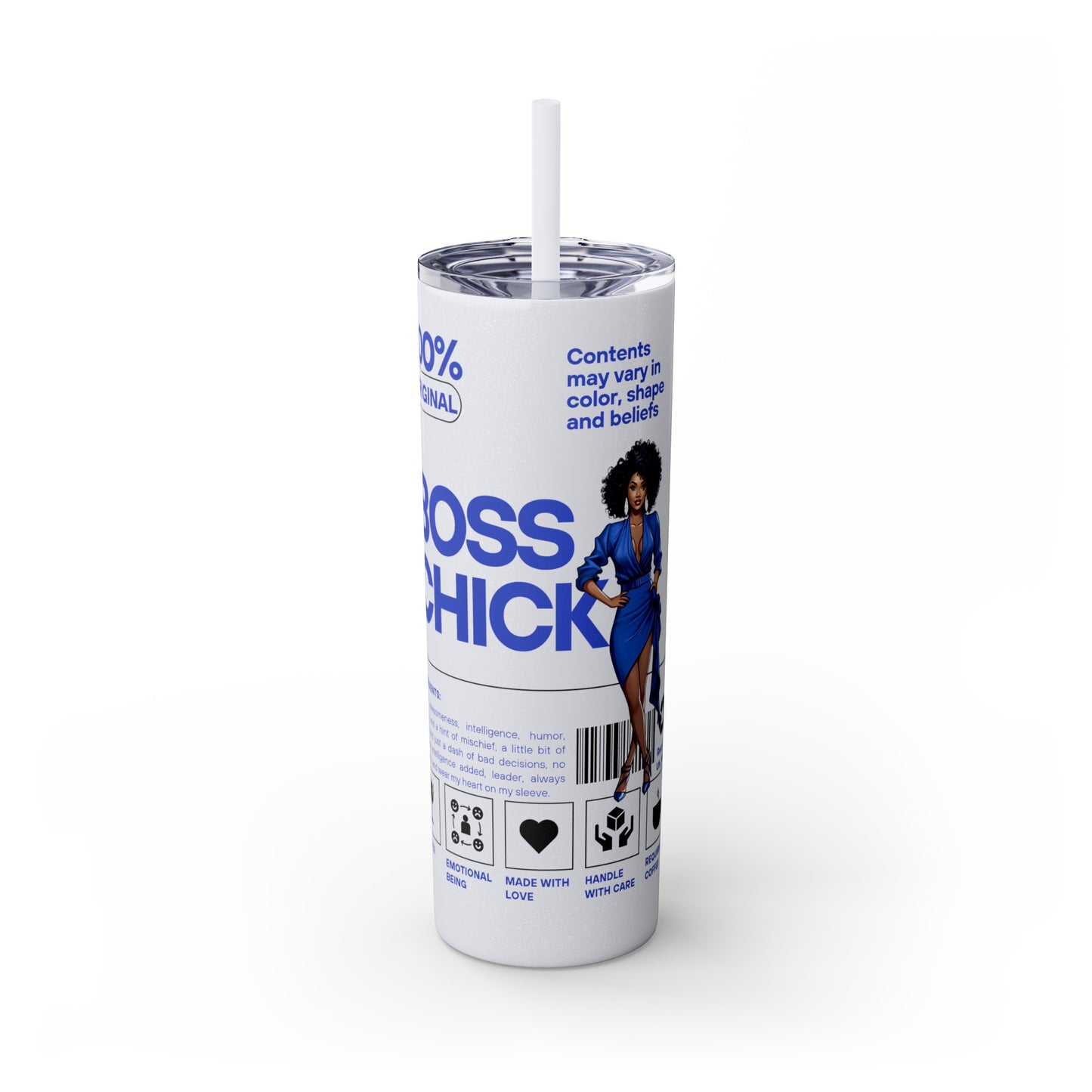 Boss Chick Skinny Tumbler with Straw, 20oz
