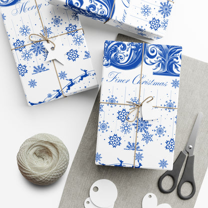Wrapping Paper, Joy Since 1920 Zeta Inspired Christmas Gift Wrap, Royal Blue and White, Have a Merry Finer Christmas, Holiday