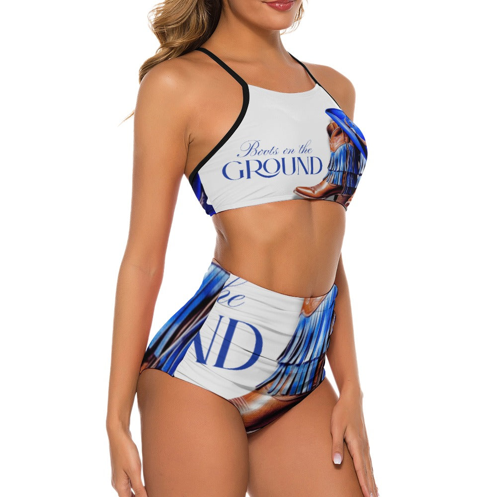 Cute Suspender Two Piece Bikini Swimsuit