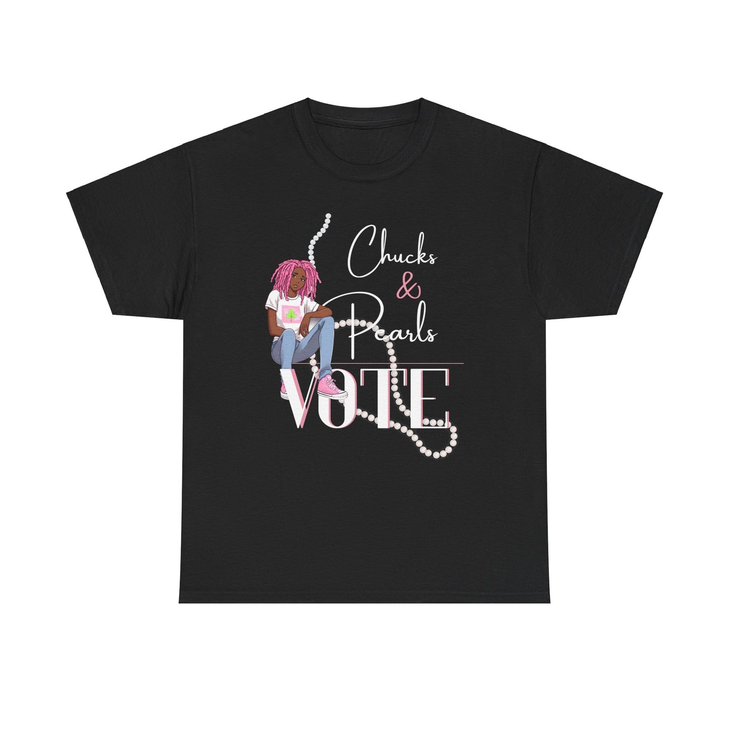 Chucks &  Pearls Pink  Heavy Cotton Tee
