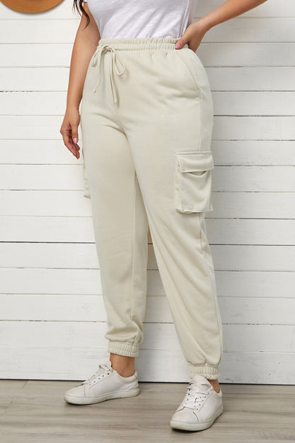 Plus Size Elastic Waist Joggers with Pockets-VMA Specialties Boutique