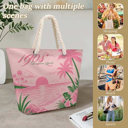 1908 Pink Paradise Signature Beach Tote — Dominican Republic Edition