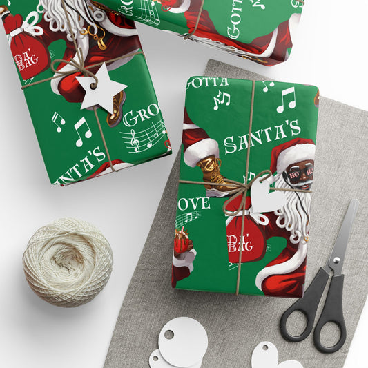 Santa Gotta Groove, African American Santa Christmas Holiday Wrap