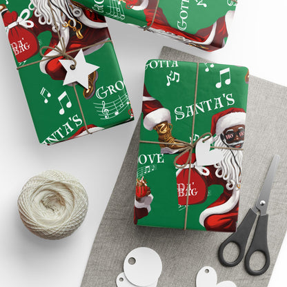 Santa Gotta Groove, African American Santa Christmas Holiday Wrap