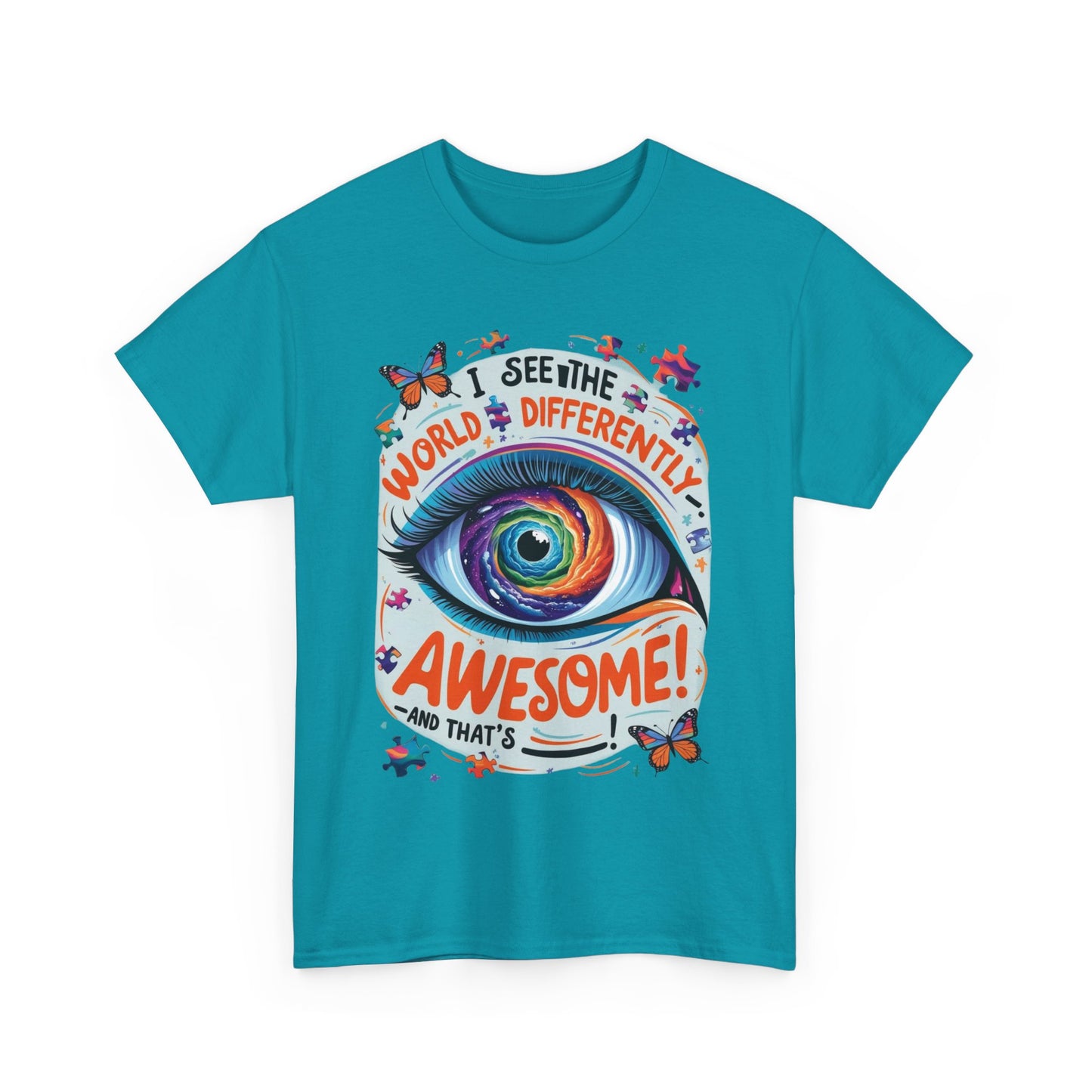 Autistic Mind Unisex Tee, Neurodiversity Shirt, Eye Galaxy T-Shirt, Puzzle Pieces, Unique Perspectives Tee, Autism Awareness