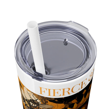 Queen Bee..Fierce & Free Skinny Tumbler with Straw, 20oz