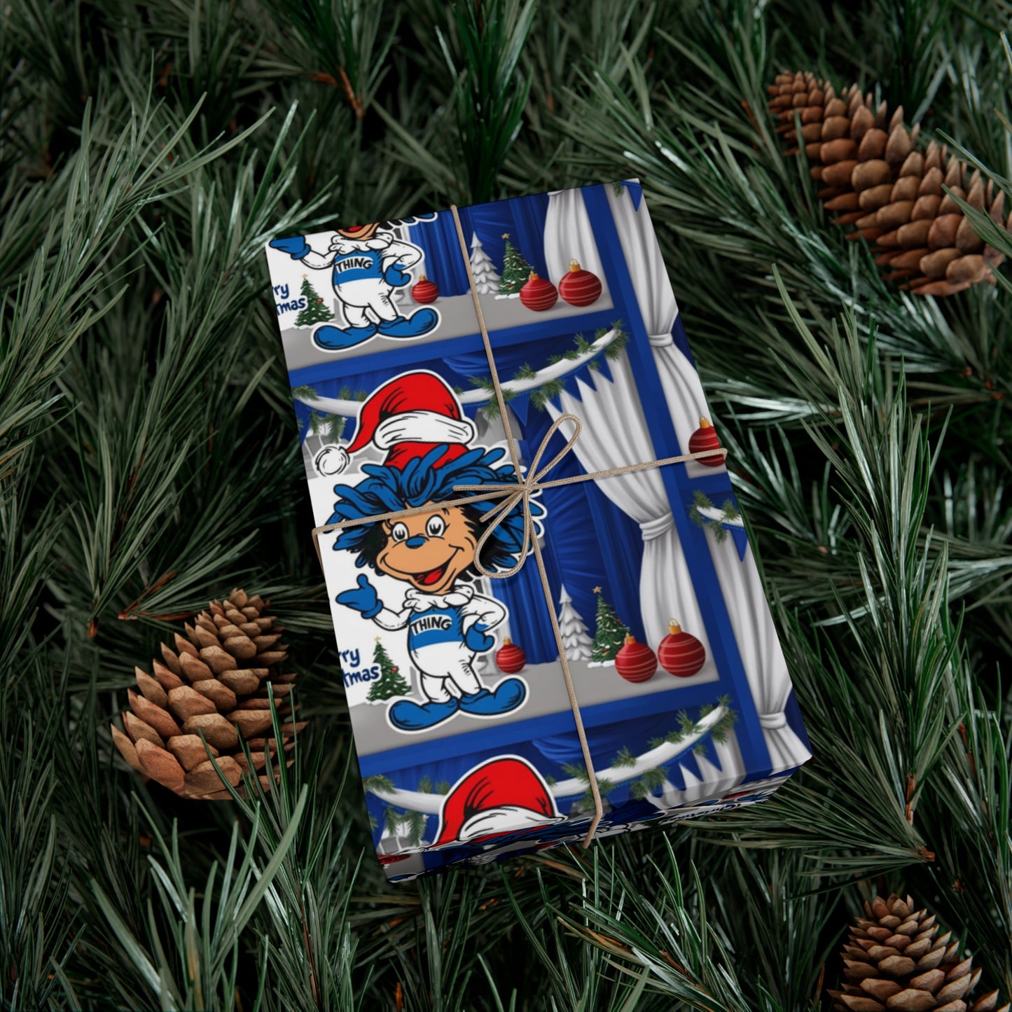 Wrapping Paper, Christmas Gift Wrap Papers with Sailor Santa Design, Nautical Holiday Decor, Festive Table Setting, DIY Gift