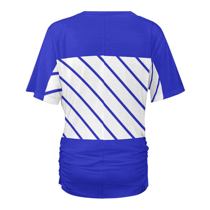 V-neck pleated T-shirt