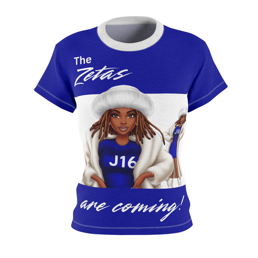 The Zetas Are Coming 1920 Women's Tee - Royal Blue & White Cut & Sew T-Shirt for Commemorative Groups or Organizations