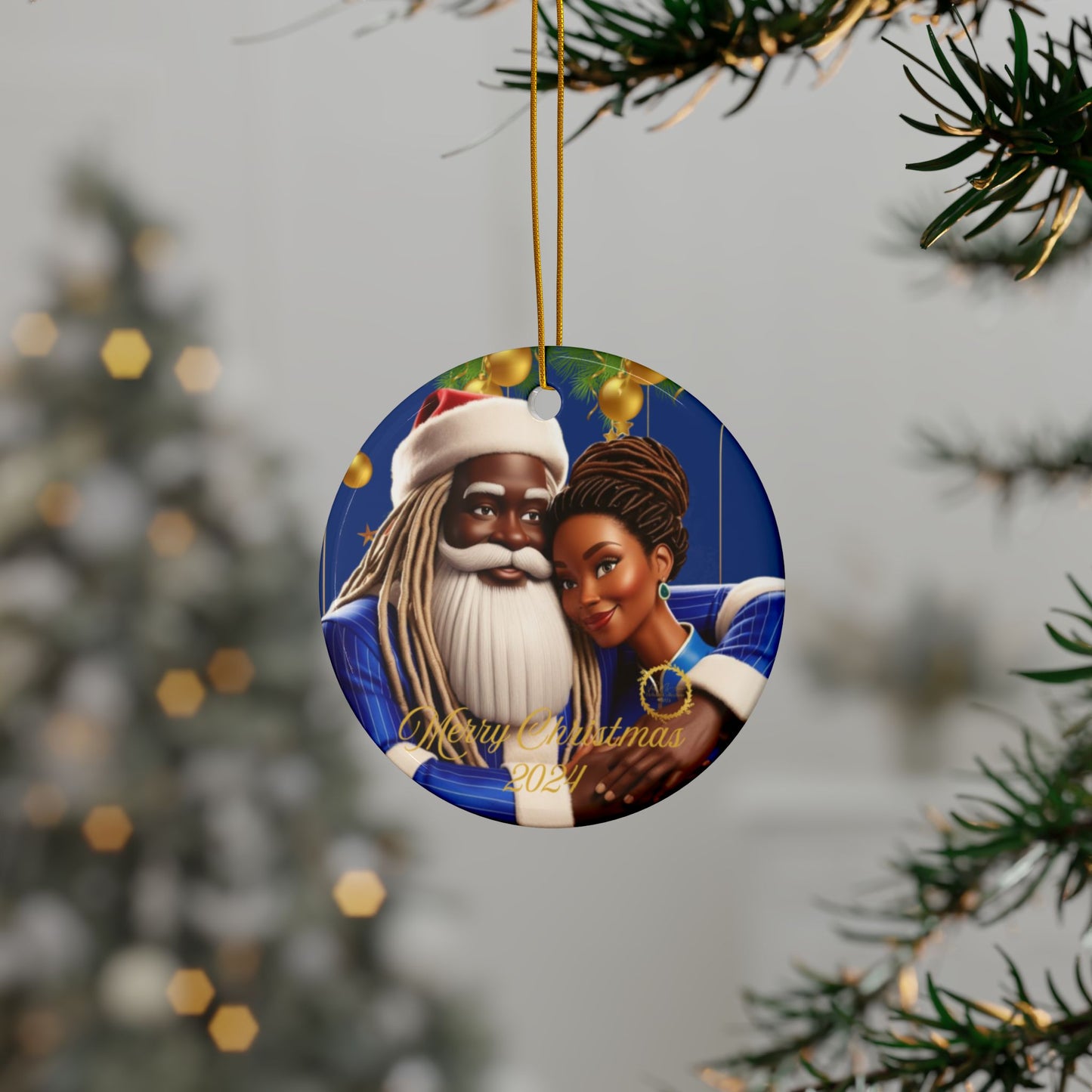 Christmas Couple Ceramic Ornaments, Festive Holiday Decor, Santa Hat, Unique Gift, Christmas Decoration, Merry Christmas 2024