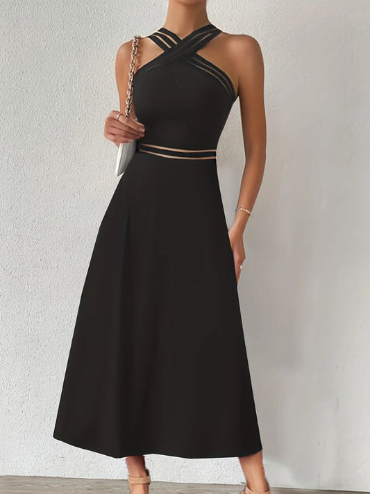 Crisscross Sleeveless Midi Dress-VMA Specialties Boutique