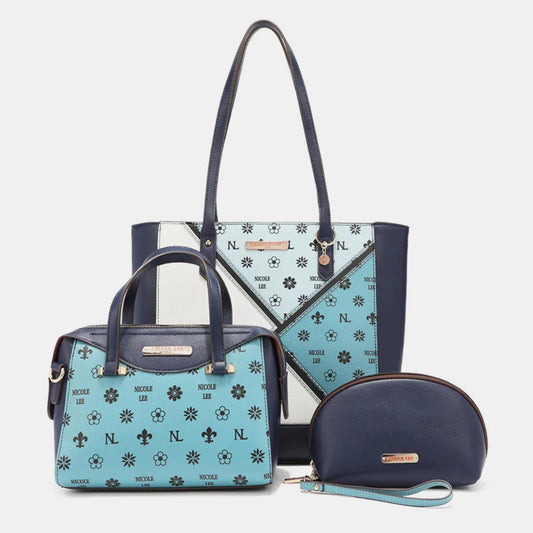 Nicole Lee USA 3-Piece Color Block Handbag Set-