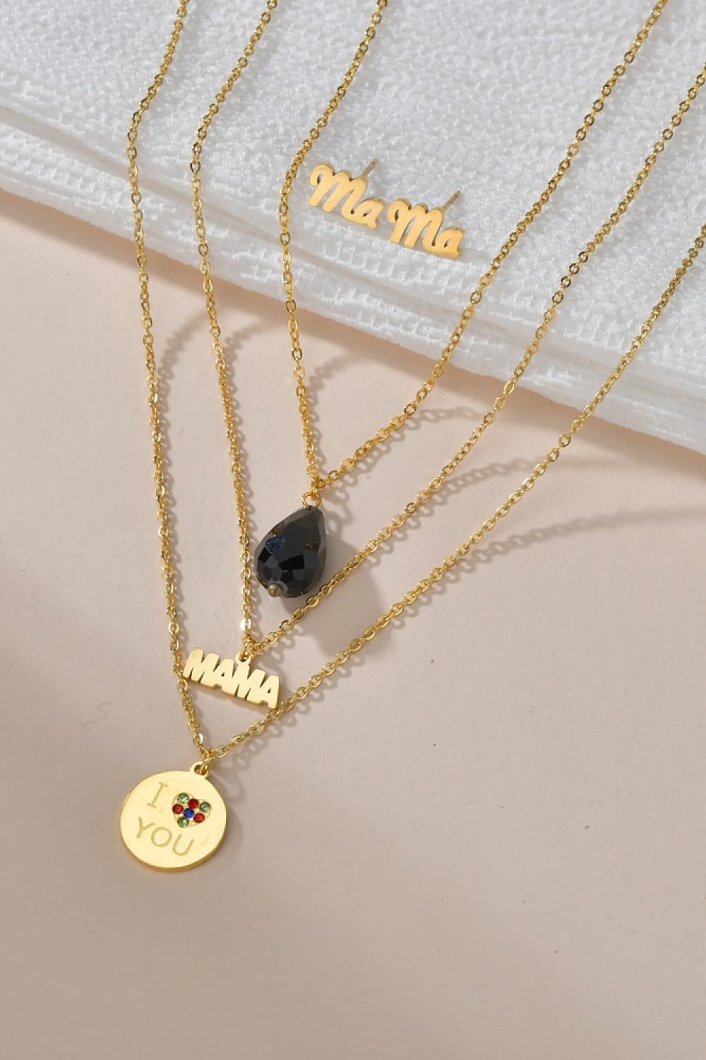 Triple-layer MAMA I LOVE YOU 18K gold-plated Pendant