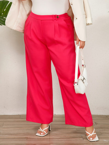 Plus Size Wide Leg Pants with Pockets-VMA Specialties Boutique