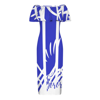Soror Dress Women's Off Shoulder Ruffle Boat Neck Dress (Model D71)