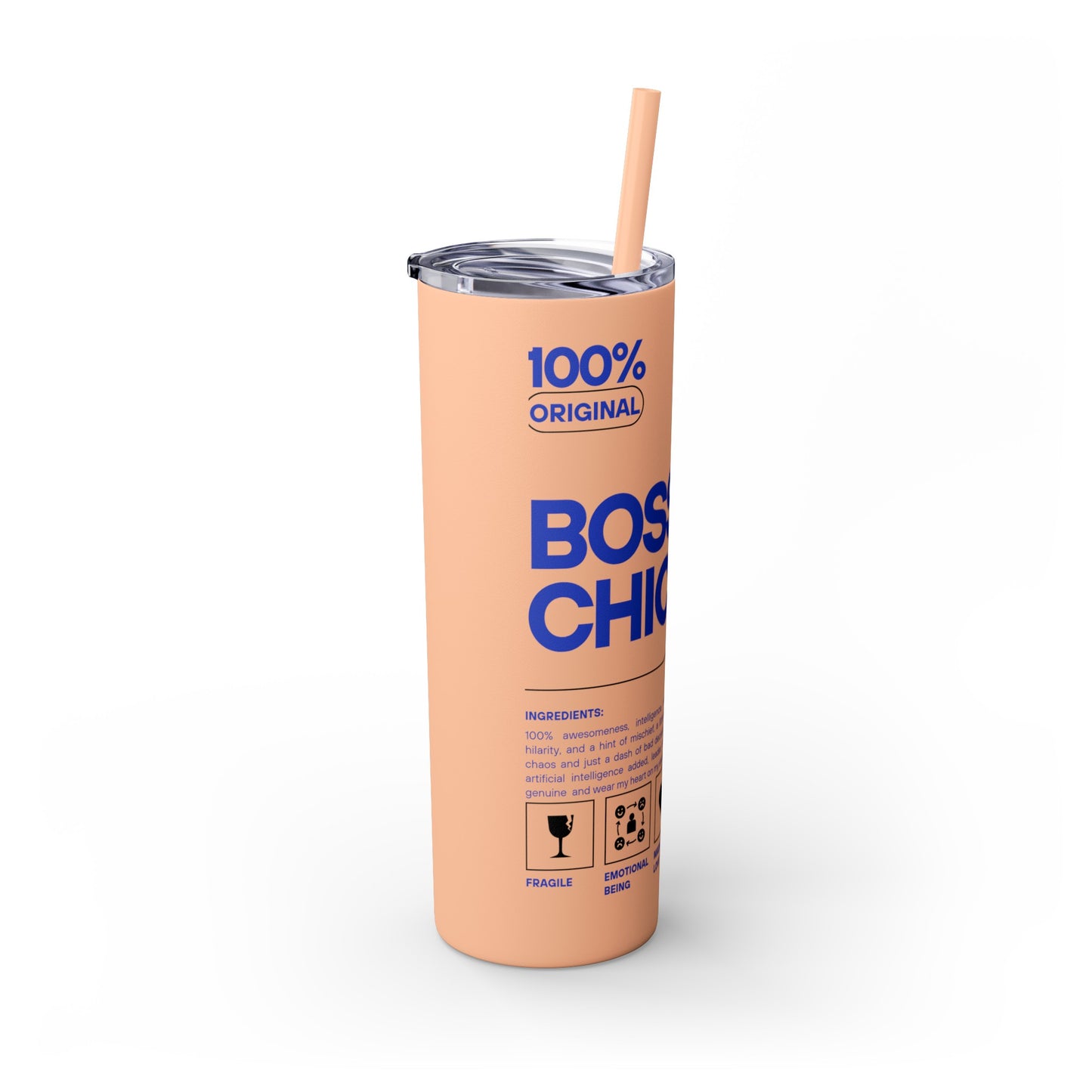 Boss Chick Skinny Tumbler with Straw, 20oz