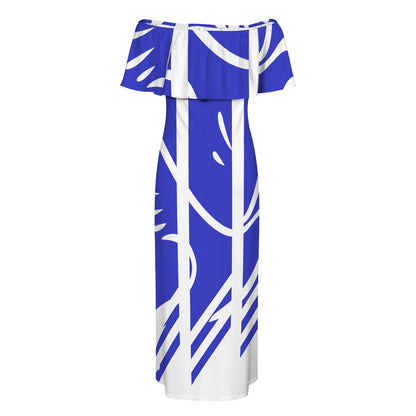 Soror Dress Women's Off Shoulder Ruffle Boat Neck Dress (Model D71)