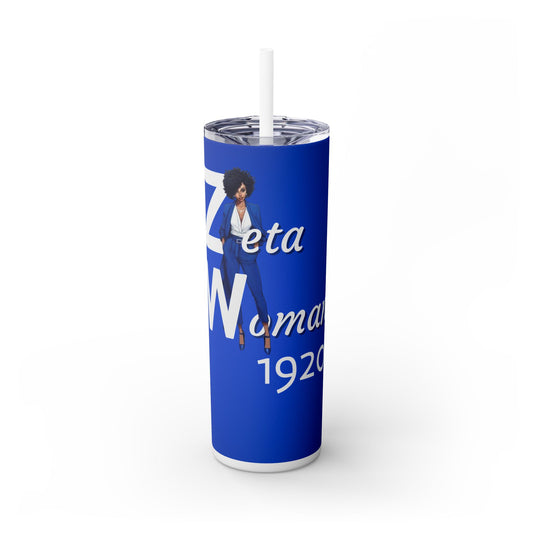 Zeta Woman Tumbler Personnel Skinny Tumbler with Straw, 20oz