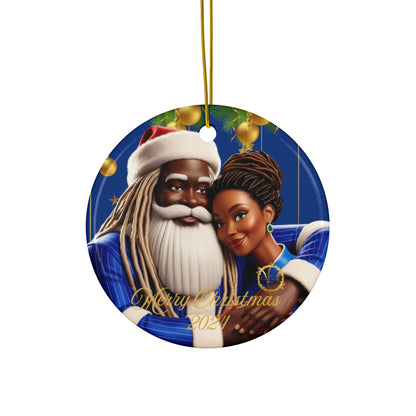 Christmas Couple Ceramic Ornaments, Festive Holiday Decor, Santa Hat, Unique Gift, Christmas Decoration, Merry Christmas 2024