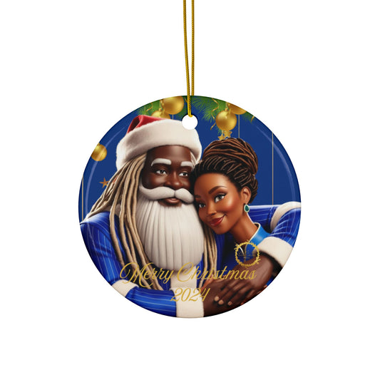 Christmas Couple Ceramic Ornaments, Festive Holiday Decor, Santa Hat, Unique Gift, Christmas Decoration, Merry Christmas 2024