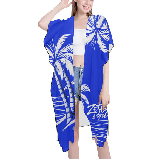 Zeta-Inspired Royal Blue & White Chiffon Cover-Up – Zeta in Paradise