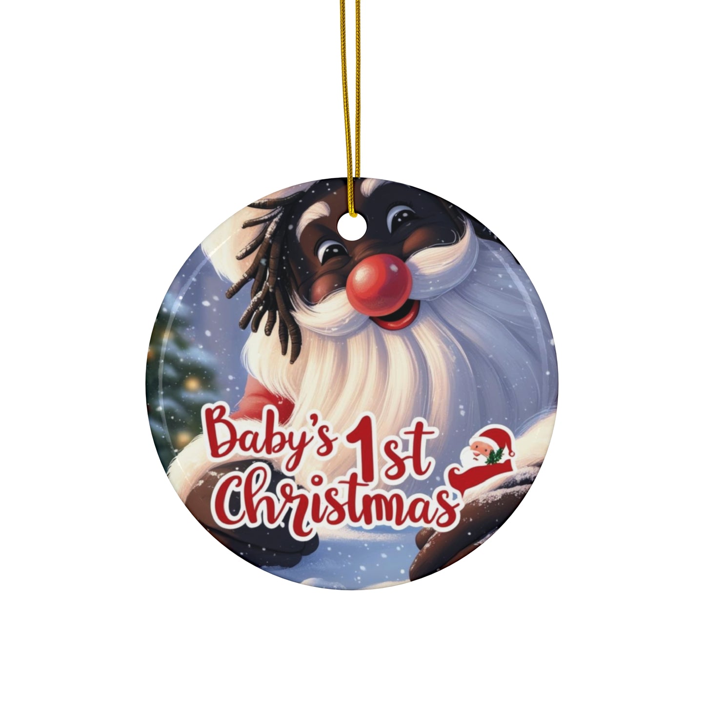 Ceramic Ornament - Baby's First Christmas, Santa Design, Red and White, Holiday Decoration, Tree Ornament, Baby Gift