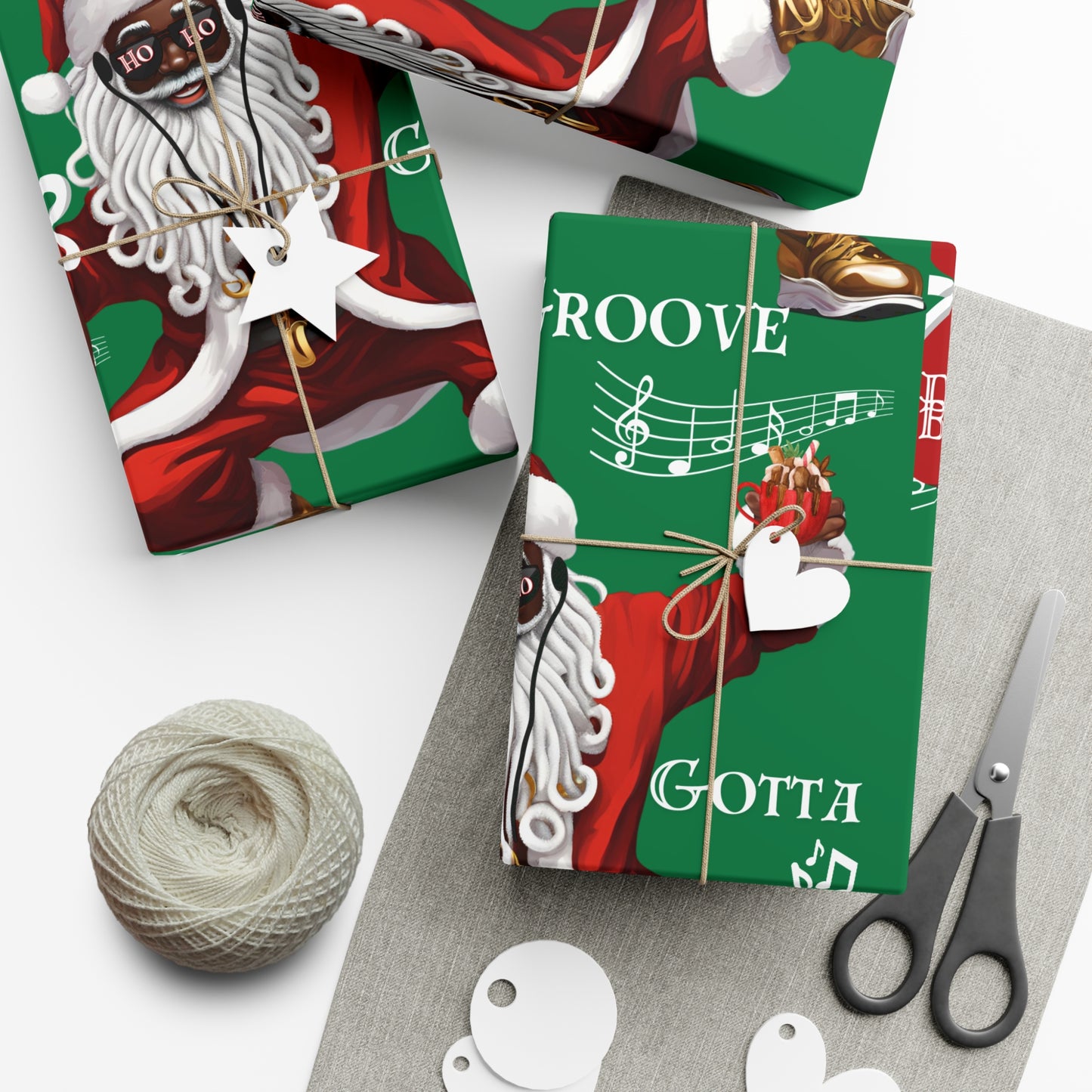 Santa Gotta Groove, African American Santa Christmas Holiday Wrap