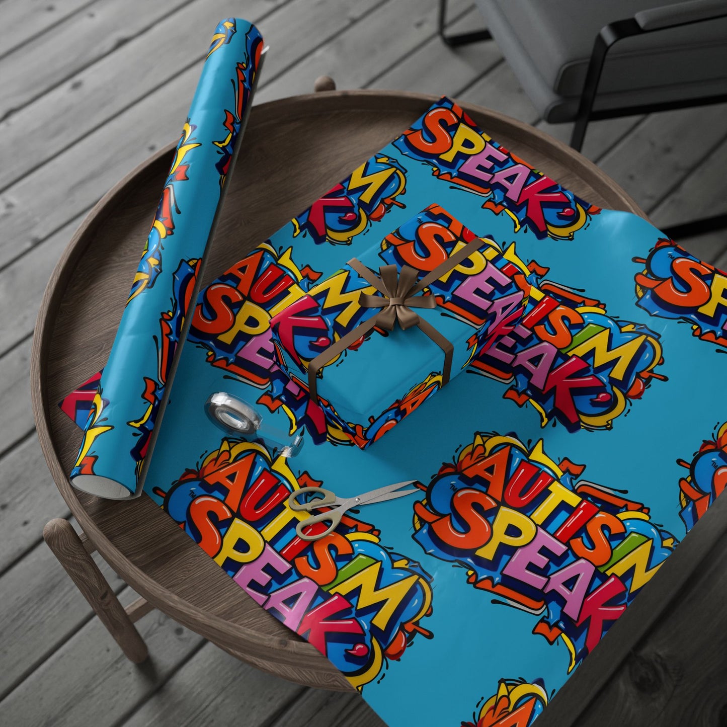 Vibrant Autism Awareness Wrapping Paper, Gift Wrap for Celebrations, Birthday, Holidays, Fundraising Events, Support Causes