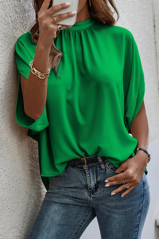 Tie Back Slit Half Sleeve Blouse-VMA Specialties Boutique
