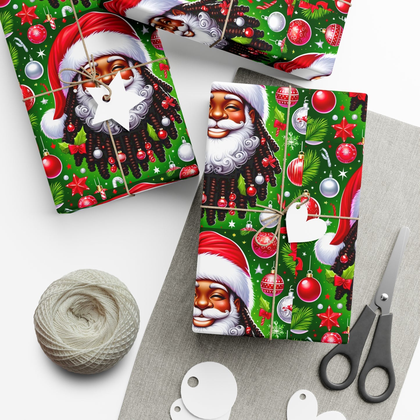 Christmas Cheer African American Wrapping Papers, Holiday Ornaments, Rosy Cheeks, Nose, Xmas Spirit Decor, Party