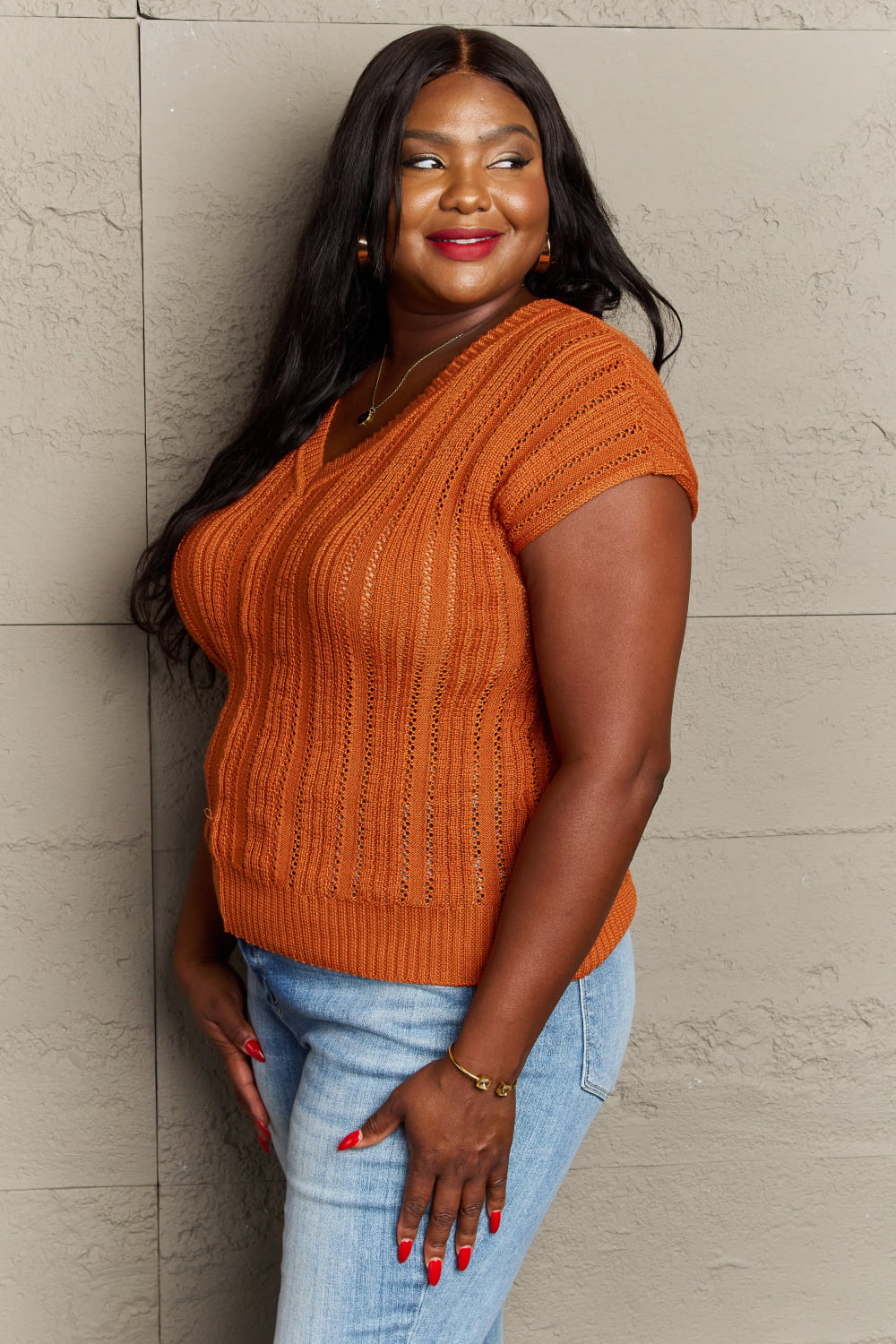 Sew In Love Full Size Preppy Casual Knit Sweater Vest-VMA Specialties Boutique
