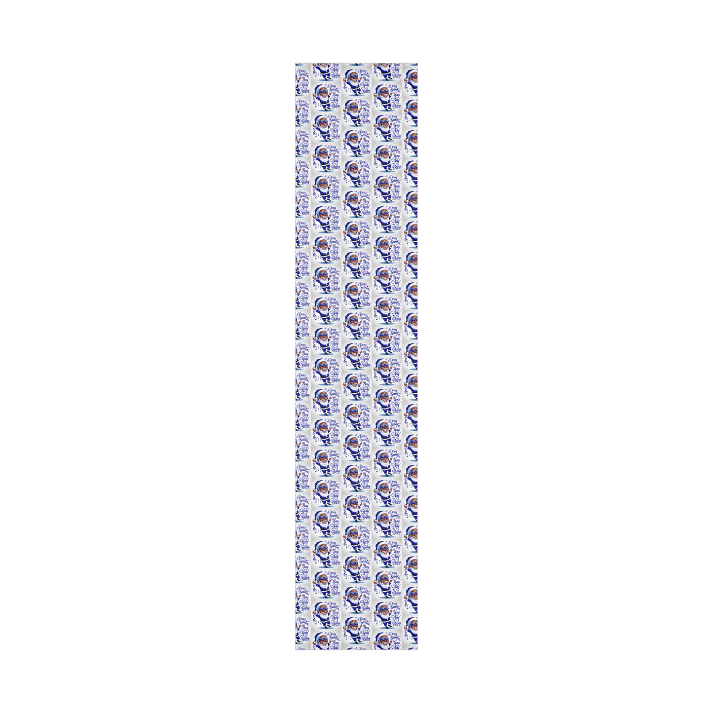 Gift Wrap Papers - Dear Santa African American Santa Yay baby Royal blue and white
